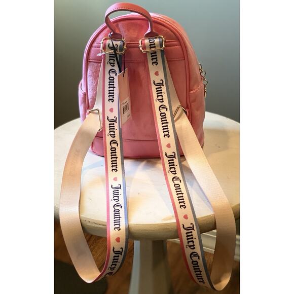Juicy Couture Small RAINBOW JUICY BACKPACK Pink Lemonade Velvet Purse 10” New - Picture 2 of 6